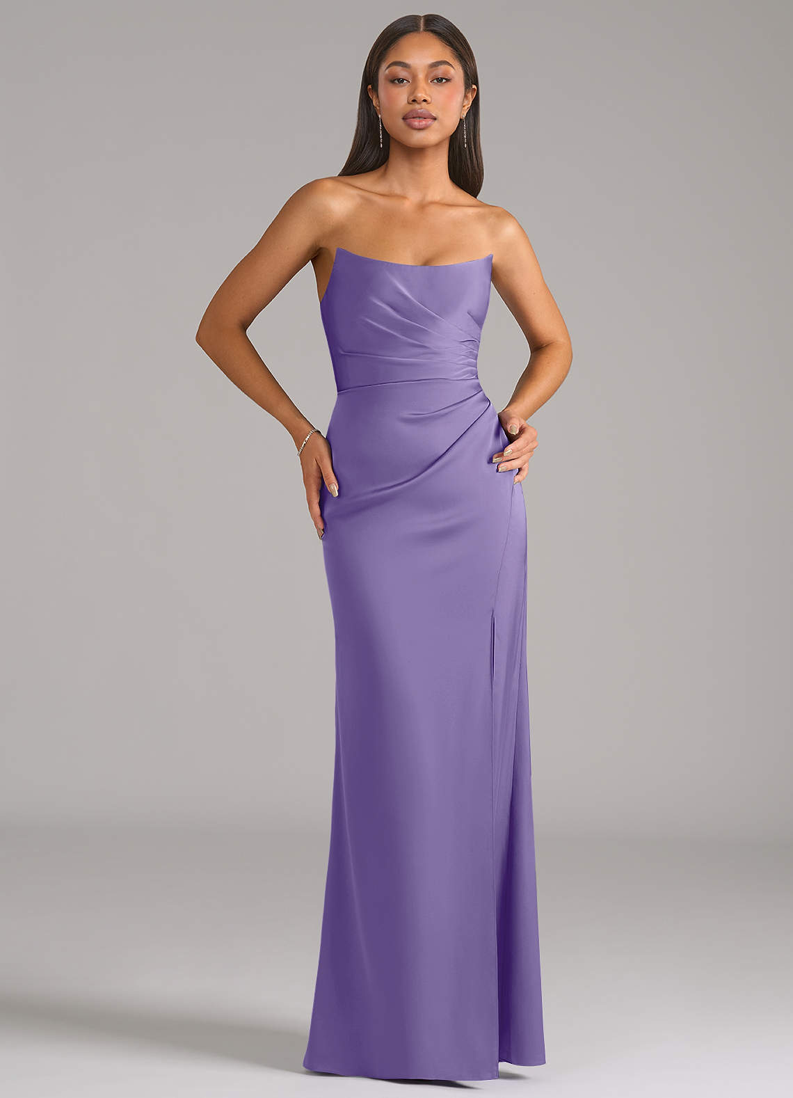 Marla Sheath Strapless Stretch Satin Bridesmaid Dress in Tahiti