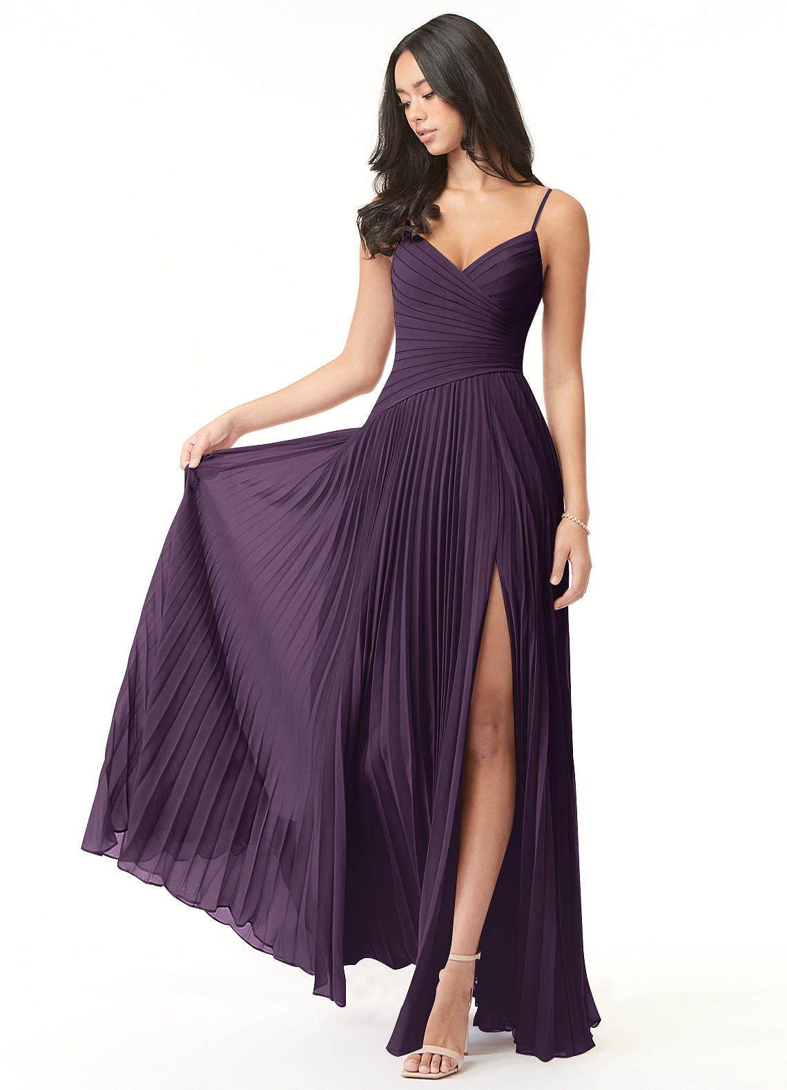 Vini A-Line V-Neck Chiffon Bridesmaid Dress in Plum