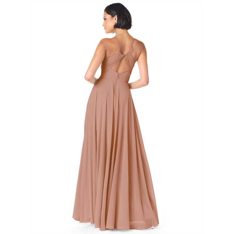 Avelina A-Line V-Neck Chiffon Bridesmaid Dress in Champagne Rose - view 2