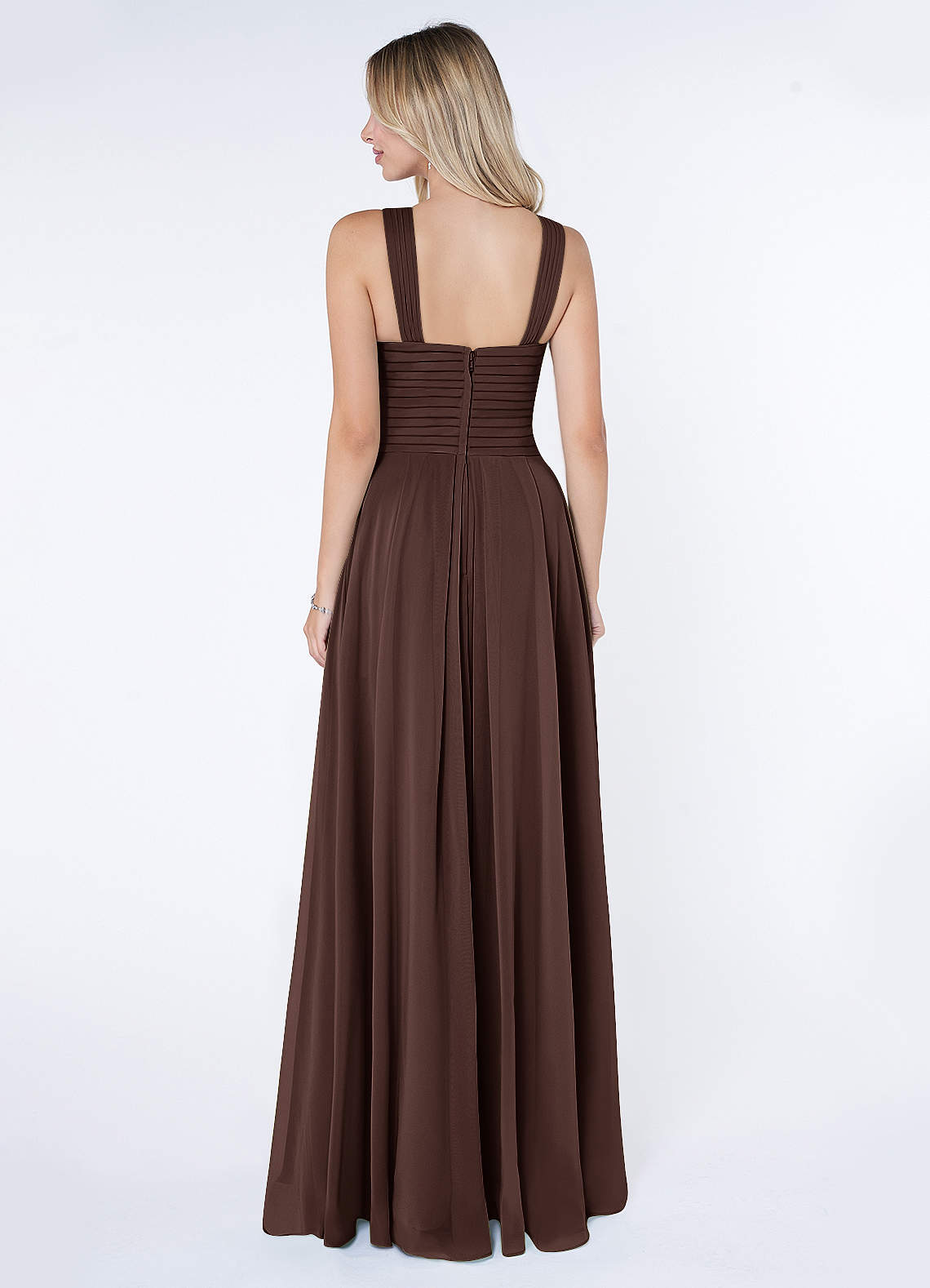 Kaleigh A-Line Halter Chiffon Bridesmaid Dress in Ganache
