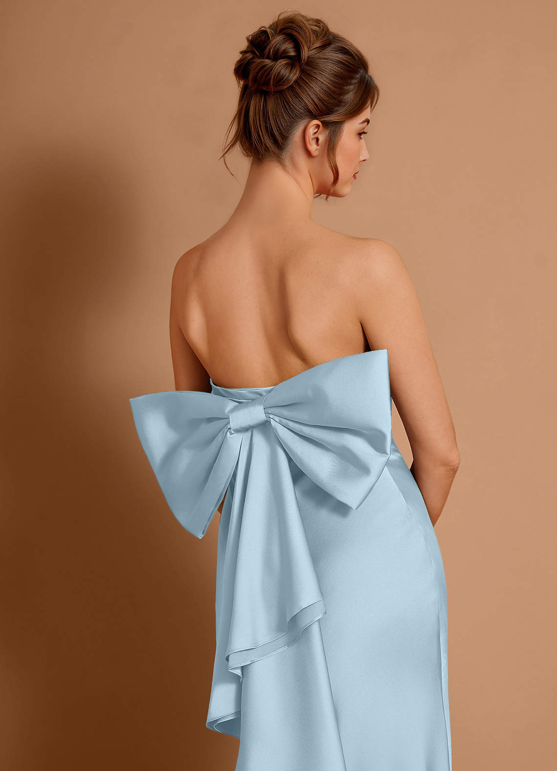 Aveline Mermaid Strapless Stretch Satin Evening Dress in Sky Blue