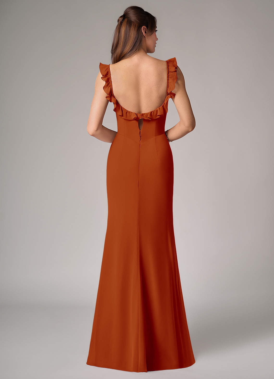 Callie Mermaid Scoop-Neck Chiffon Bridesmaid Dress in Paprika
