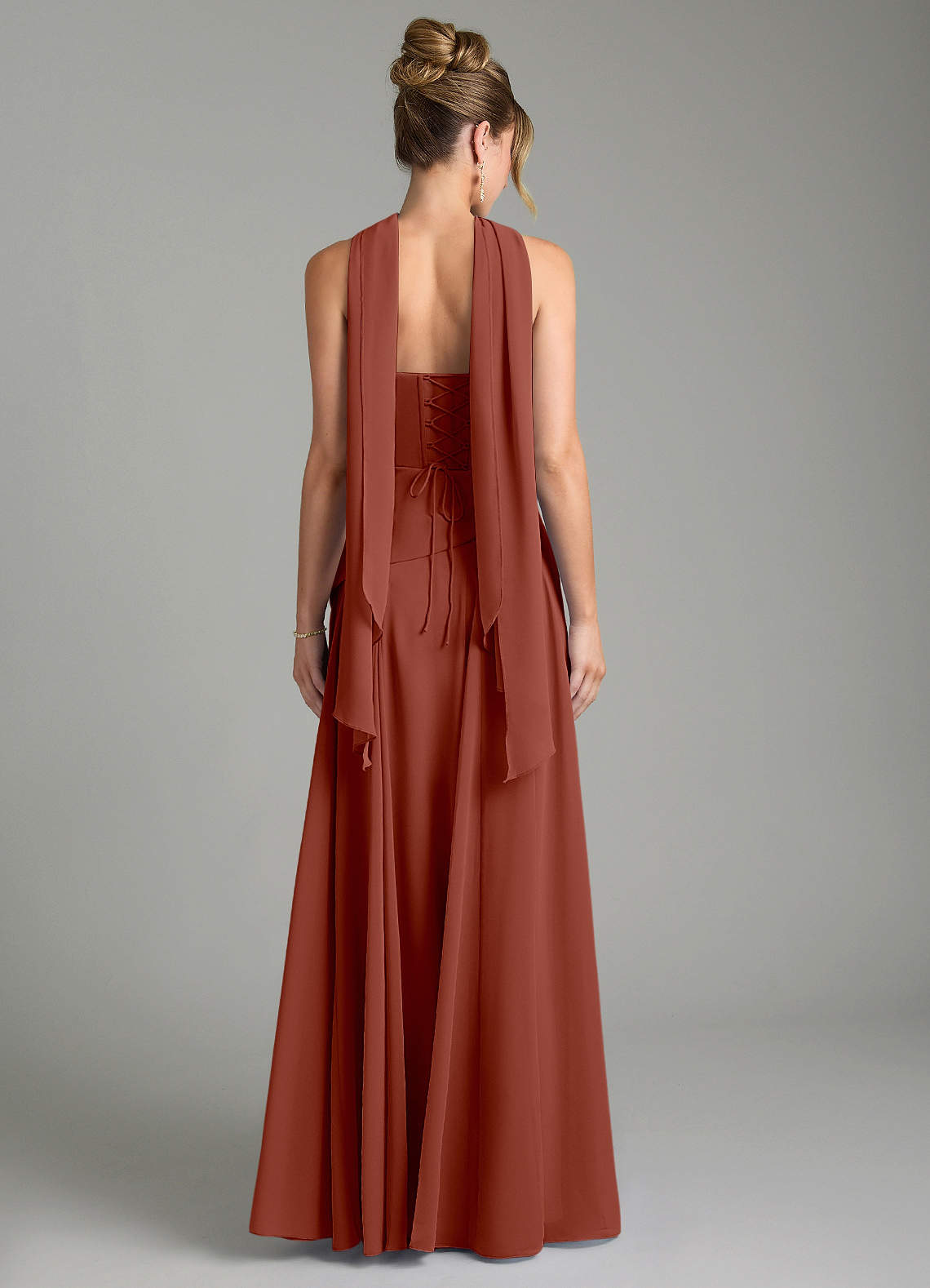 Gabriela A-Line Cowl-Neck Chiffon Bridesmaid Dress in Auburn