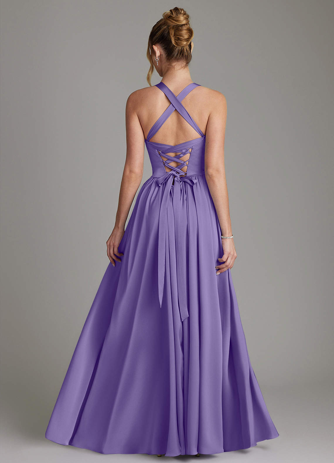 Francis A-Line V-Neck Stretch Satin Bridesmaid Dress in Tahiti