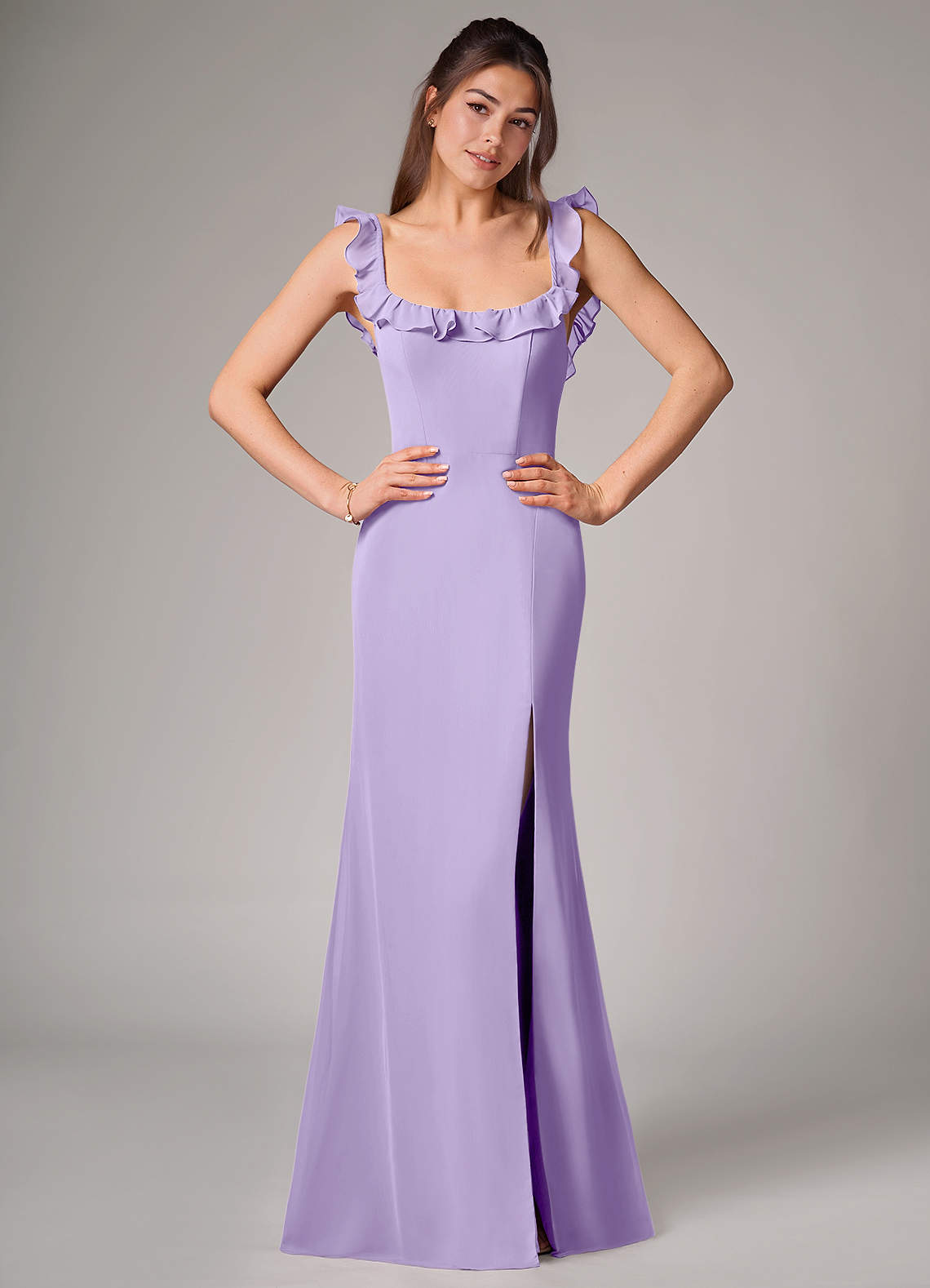 Callie Mermaid Scoop-Neck Chiffon Bridesmaid Dress in Lilac