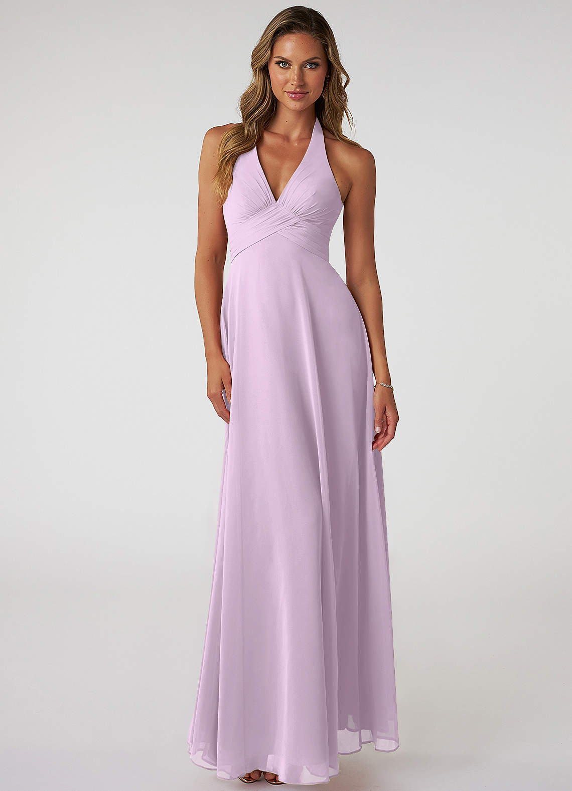 Tessie A-Line V-Neck Chiffon Bridesmaid Dress in Frosted Lilac