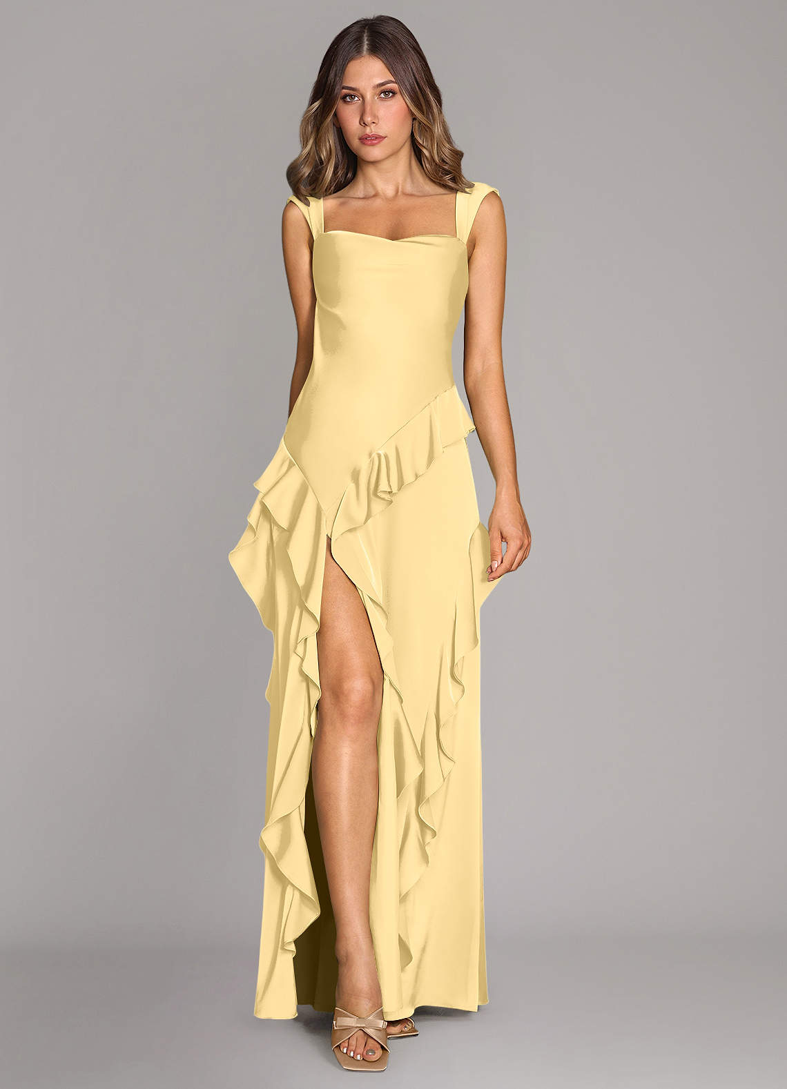 Sloane A-Line Sweetheart Stretch Satin Bridesmaid Dress in Butter