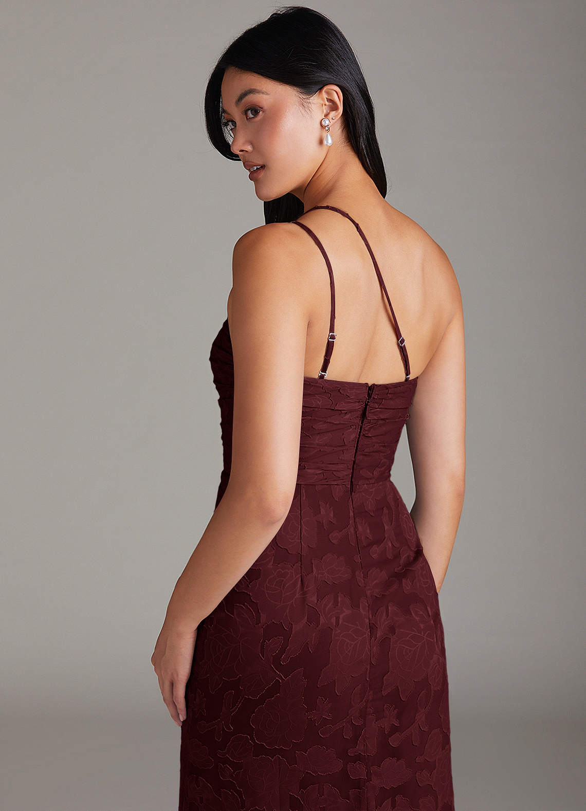 Eren Sheath One-Shoulder Floral Burnout Bridesmaid Dress