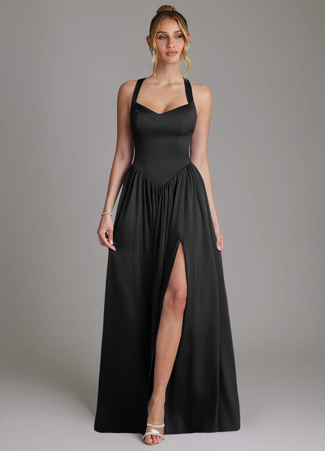 Francis A-Line V-Neck Stretch Satin Bridesmaid Dress