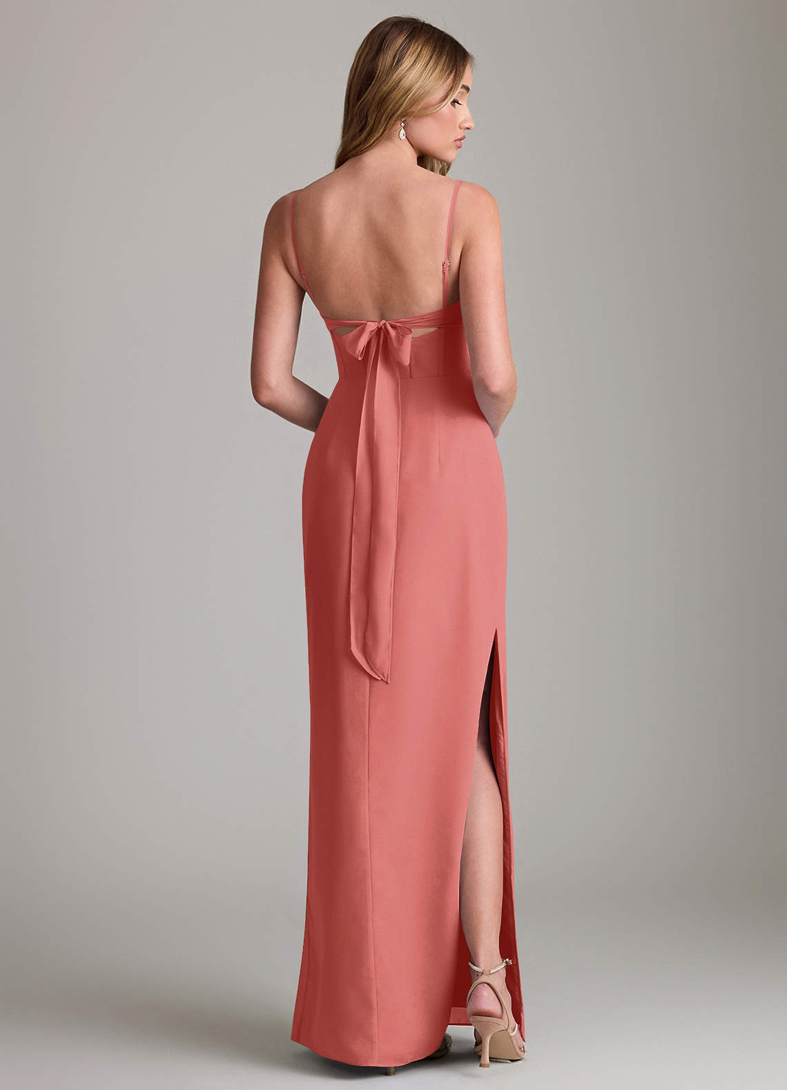 Mai Sheath Cowl-Neck Chiffon Bridesmaid Dress in Antique Rose