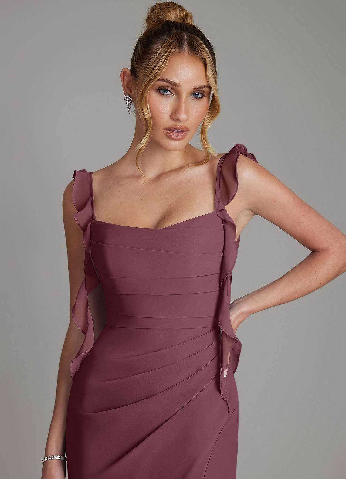 Jessamine Mermaid Sweetheart Chiffon Bridesmaid Dress in Sangria