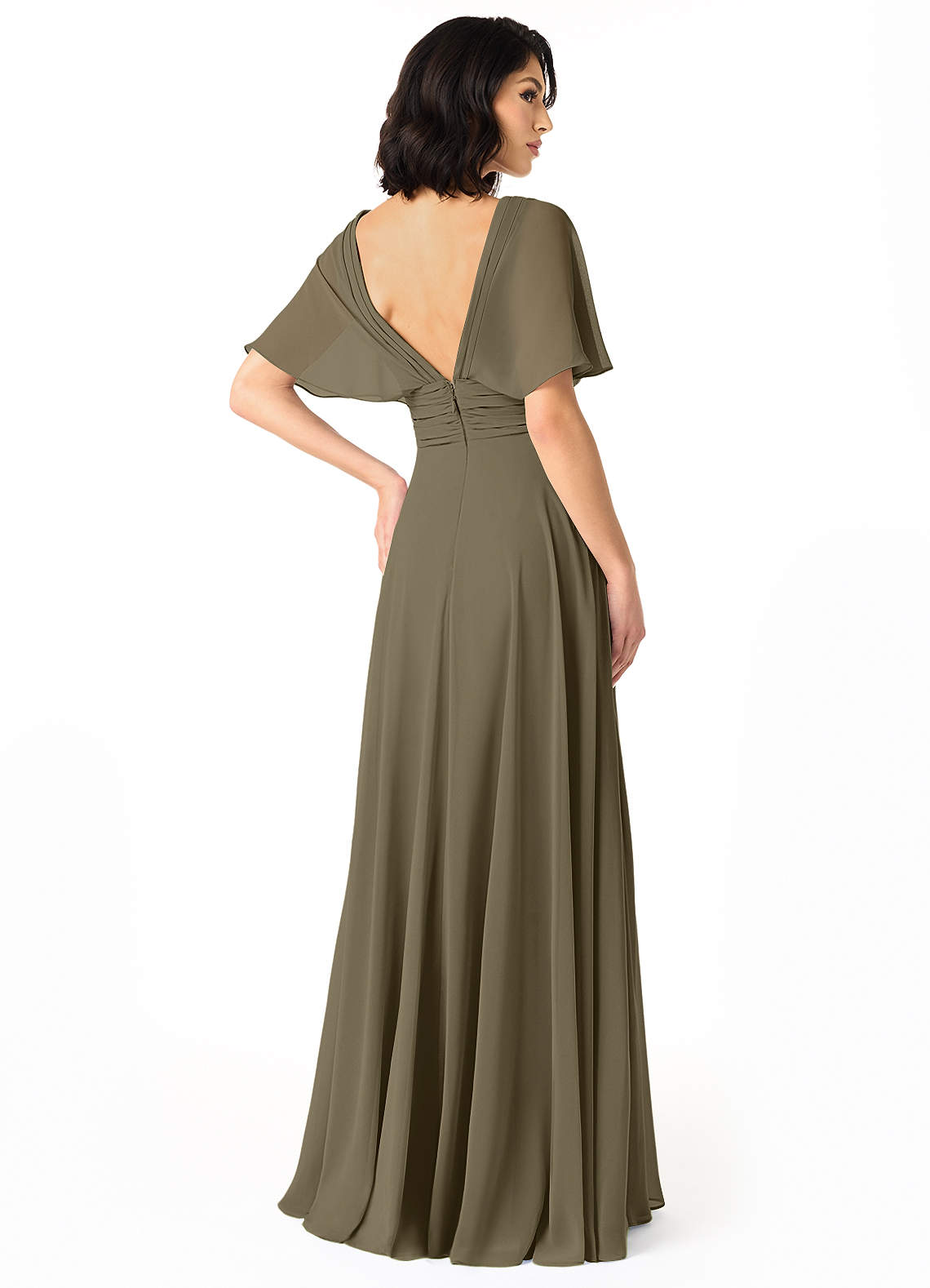 Pamela A-Line V-Neck Chiffon Bridesmaid Dress in Willow Green