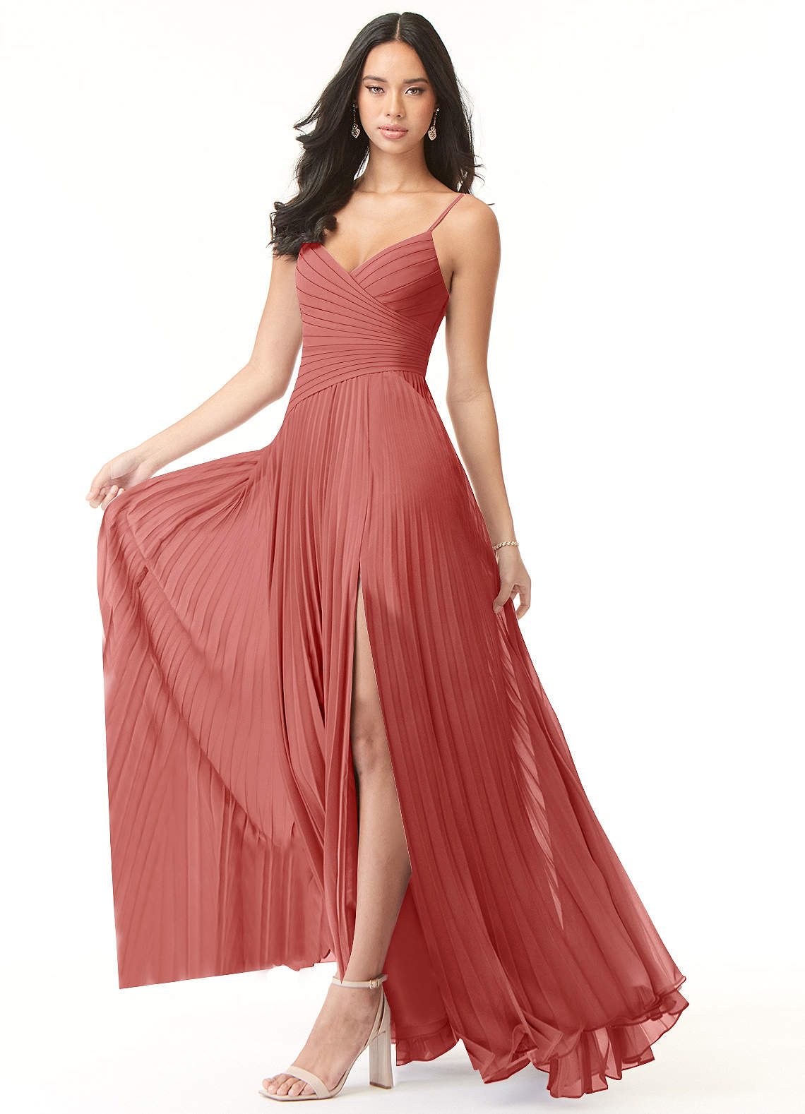 Vini A-Line V-Neck Chiffon Bridesmaid Dress in Antique Rose