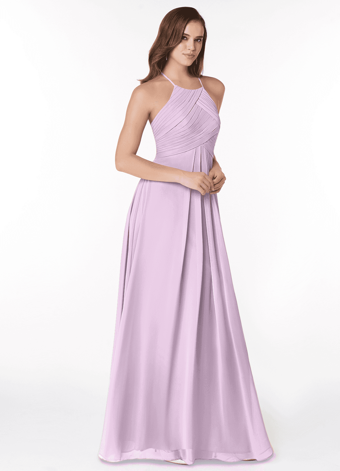 Ginger A-Line Halter Chiffon Bridesmaid Dress in Frosted Lilac