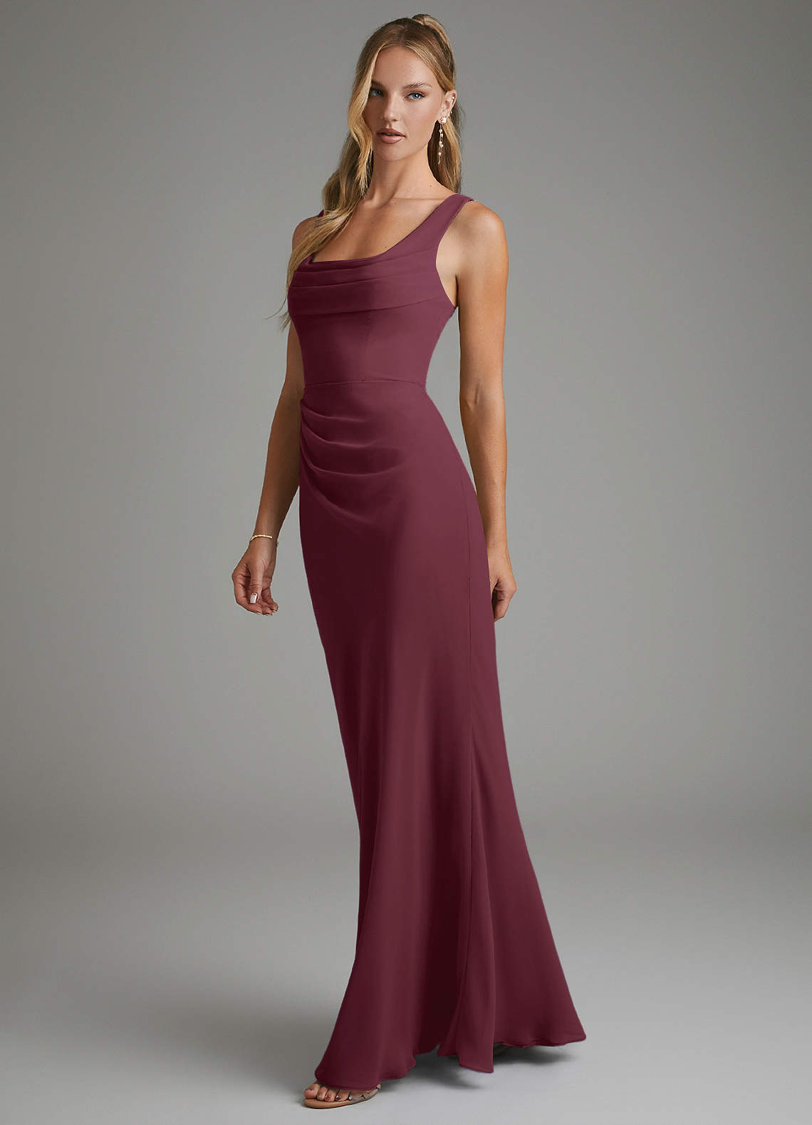 Asa Sheath Square-Neck Chiffon Bridesmaid Dress