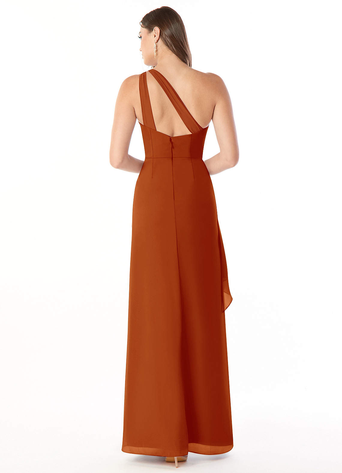 Maive Sheath One-Shoulder Chiffon Bridesmaid Dress in Paprika