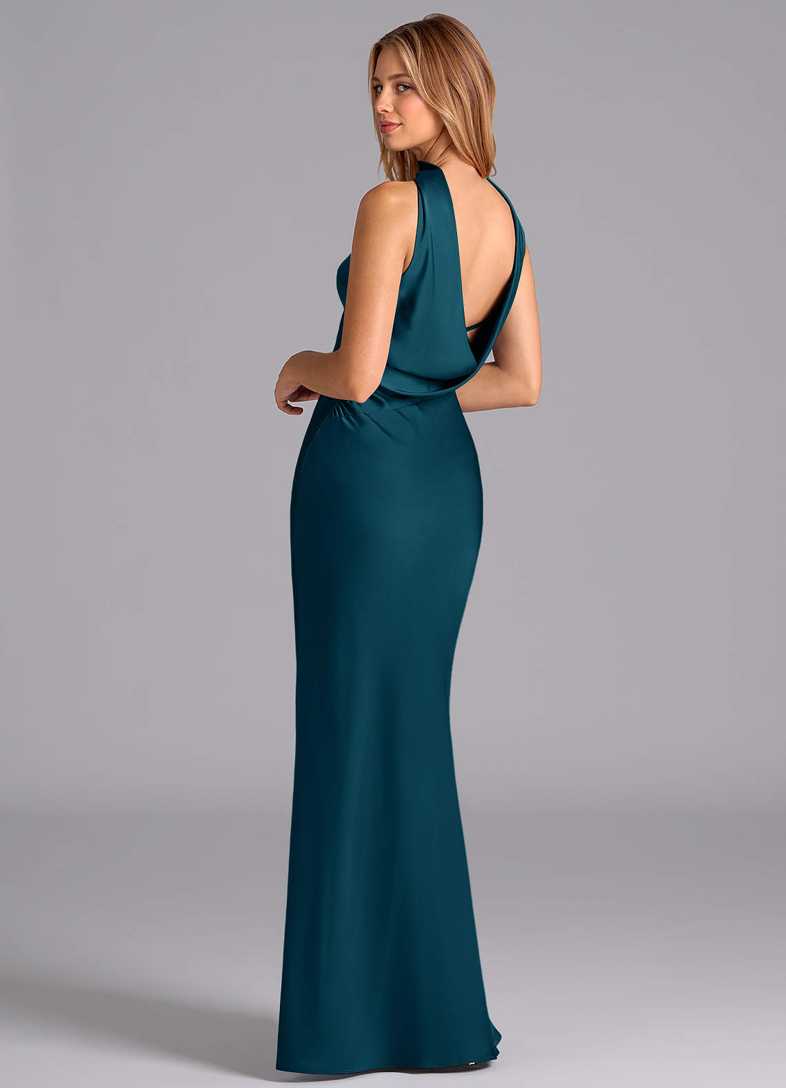 Lusinda Mermaid Strapless Stretch Satin Bridesmaid Dress in Ink Blue