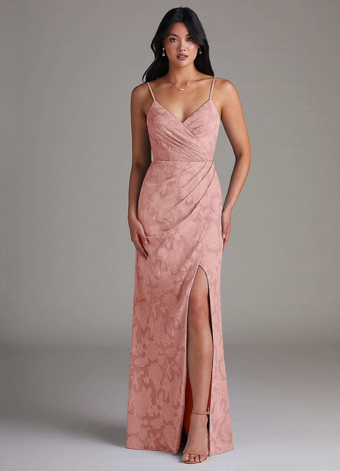 Maci Sheath V-Neck Floral Burnout Bridesmaid Dress in Rosette
