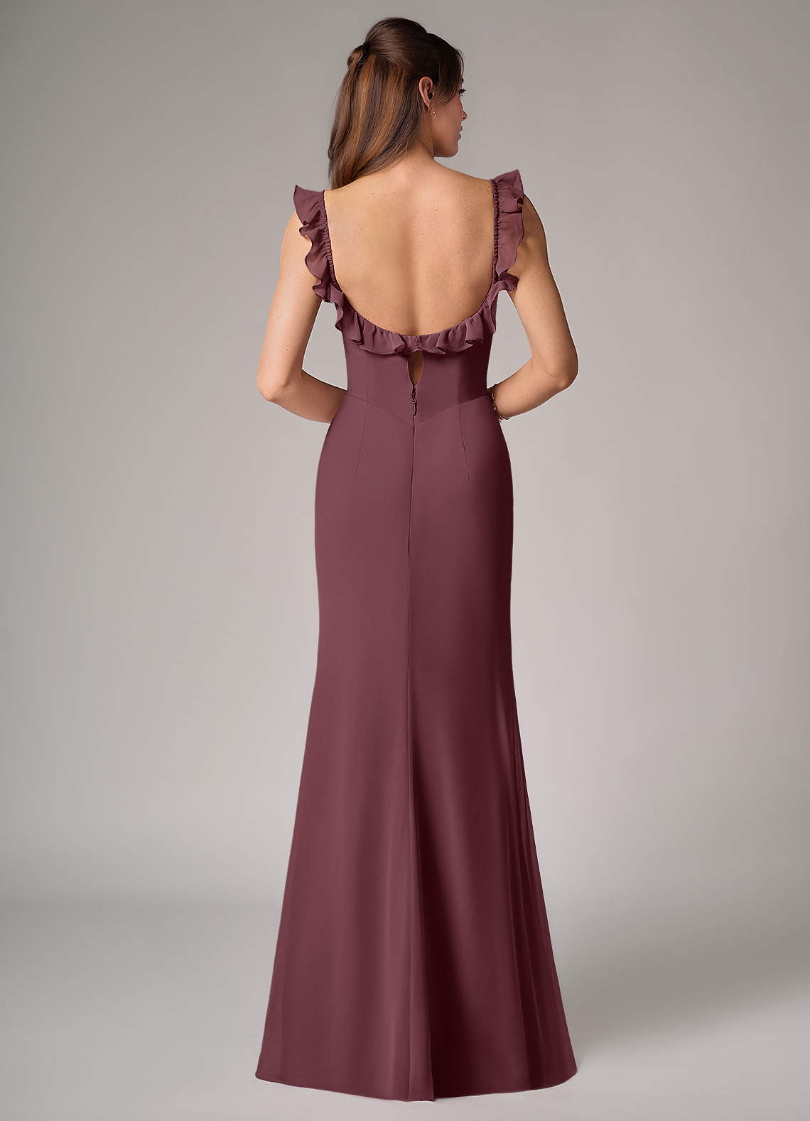 Callie Mermaid Scoop-Neck Chiffon Bridesmaid Dress in Sangria