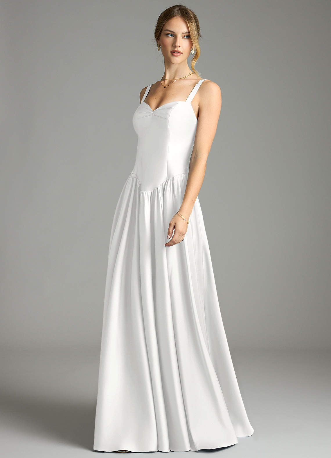 Evadina A-Line Sweetheart Stretch Satin Bridesmaid Dress in white