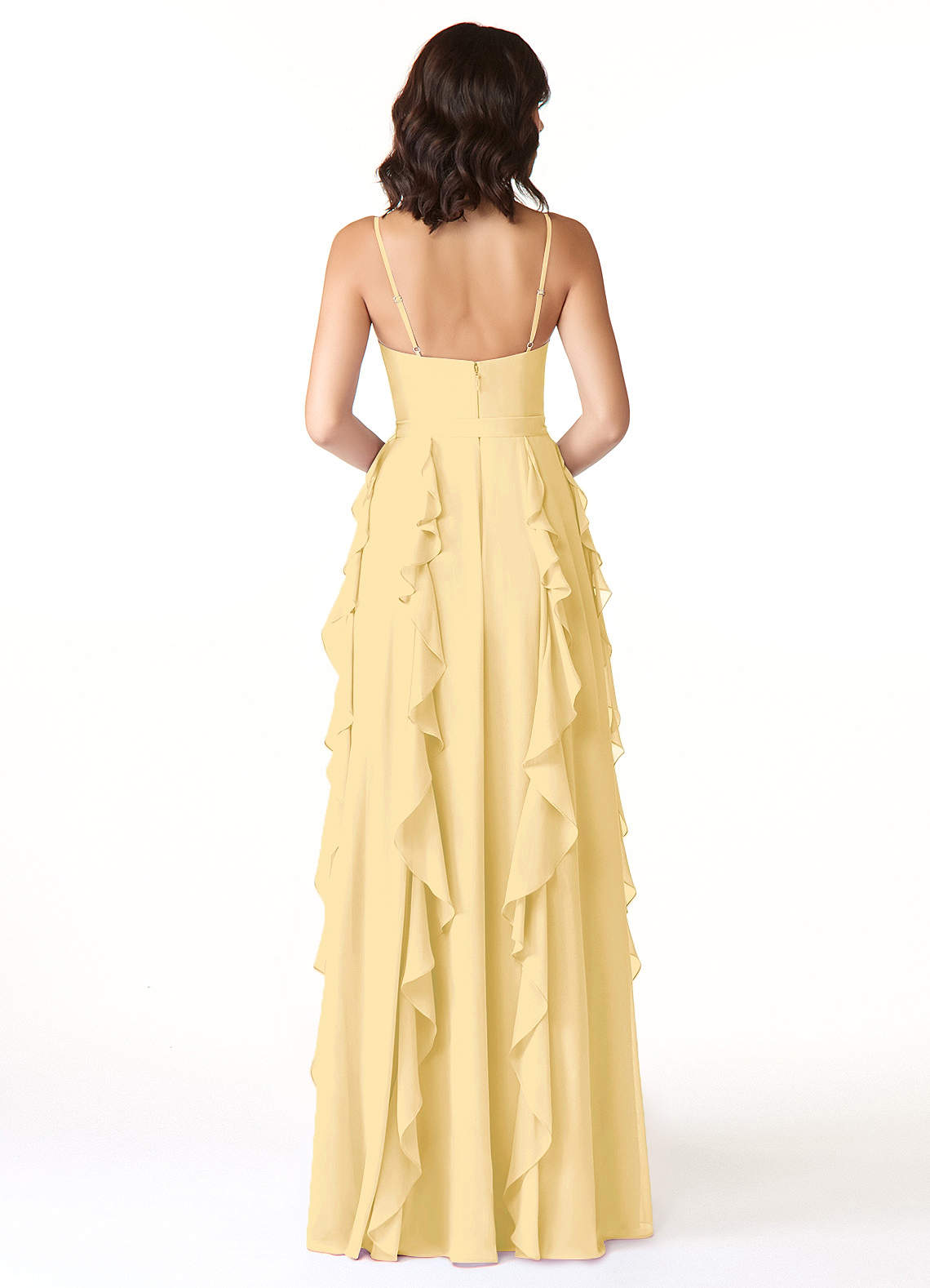 Peyton A-Line V-Neck Chiffon Bridesmaid Dress in Butter