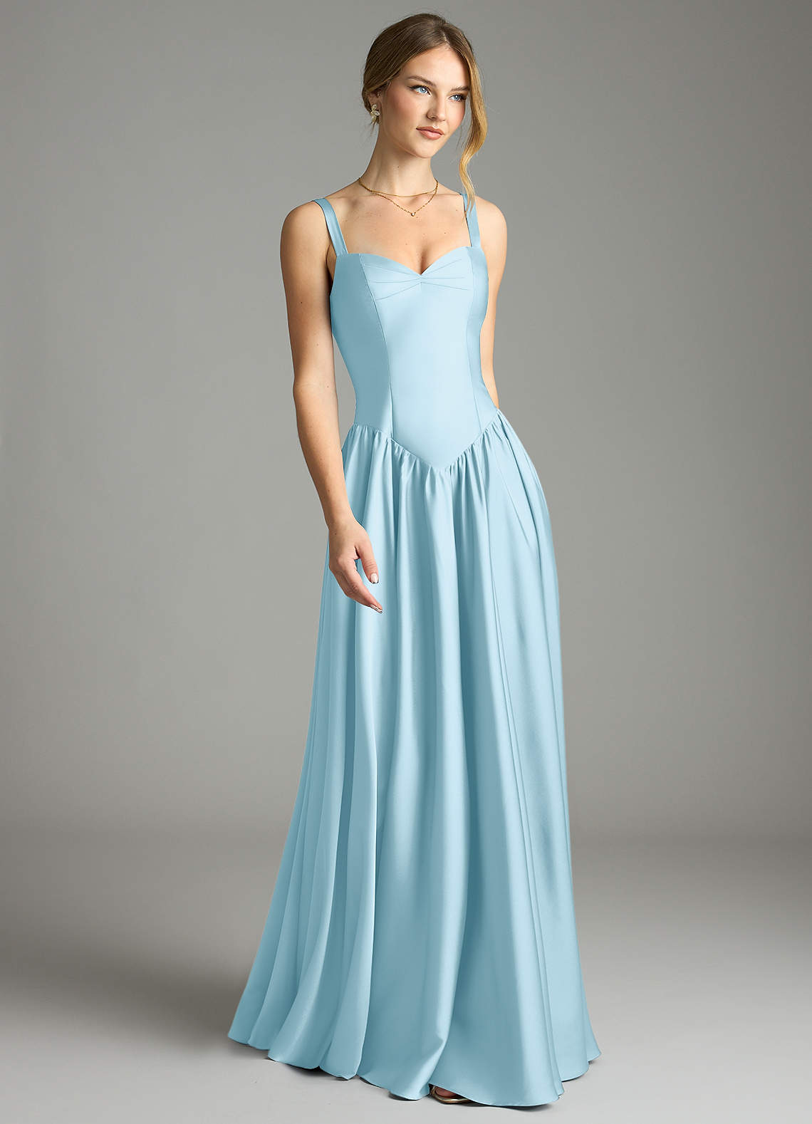 Evadina A-Line Sweetheart Stretch Satin Bridesmaid Dress in Sky Blue