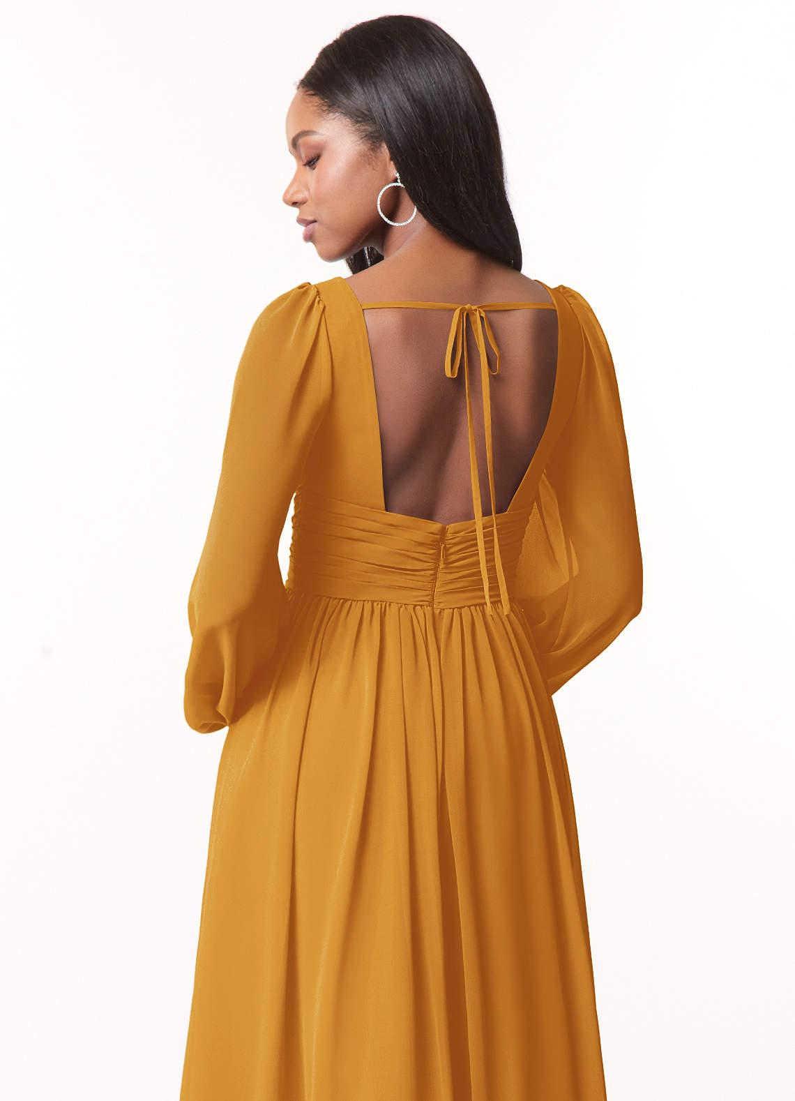 Norah A-Line V-Neck Chiffon Bridesmaid Dress in butterscotch
