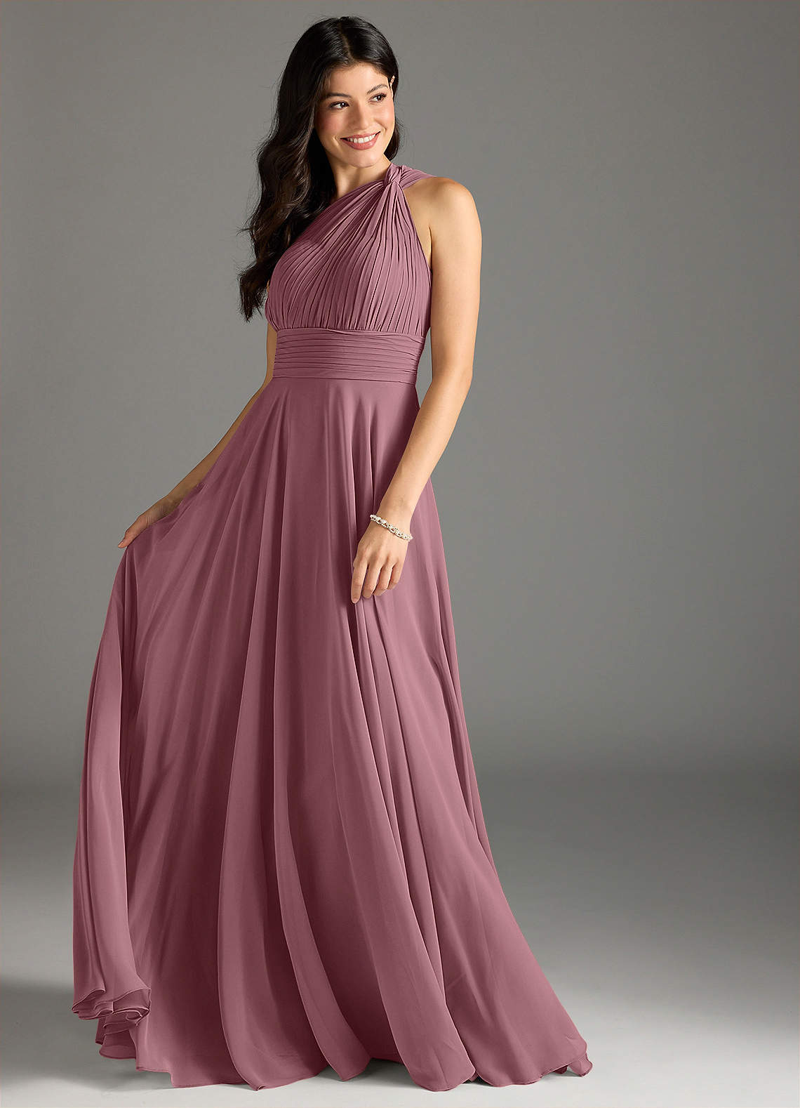 Charlize A-Line One-Shoulder Chiffon Bridesmaid Dress in Amethyst