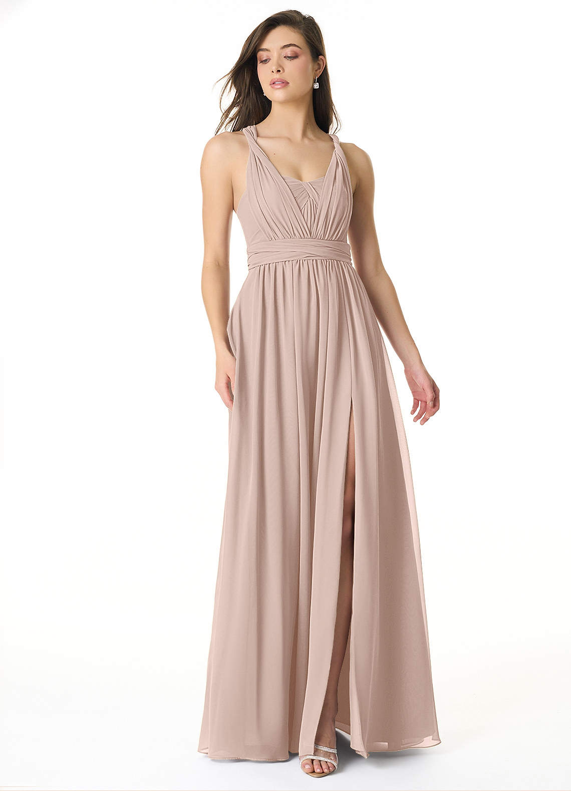Olani A-Line V-Neck Chiffon Bridesmaid Dress in English Rose