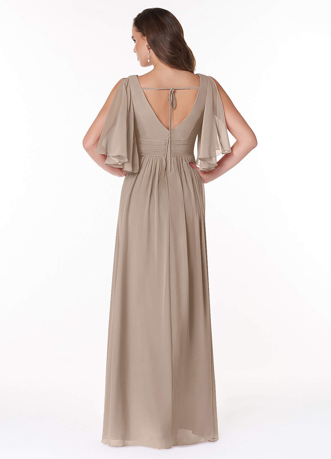 Temeka A-Line V-Neck Chiffon Bridesmaid Dress in Taupe