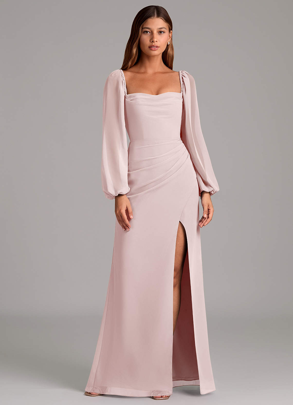 Brixley Mermaid Sweetheart Chiffon Bridesmaid Dress in Blushing Pink