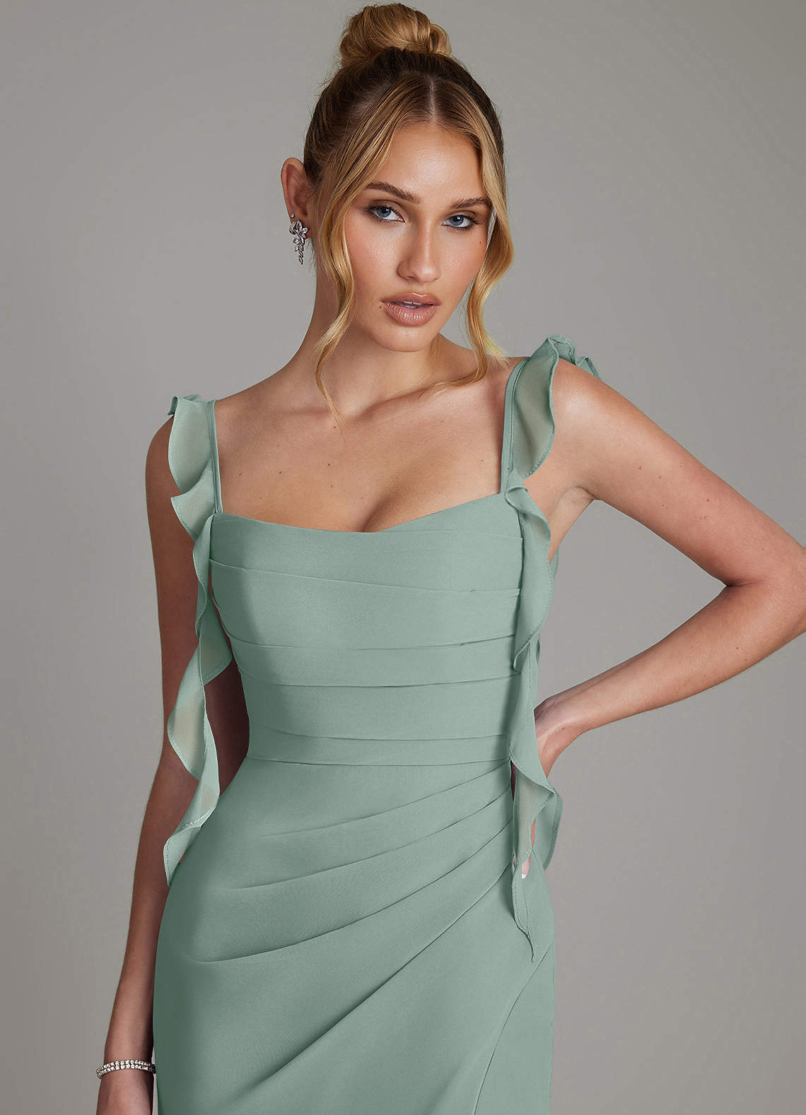 Jessamine Mermaid Sweetheart Chiffon Bridesmaid Dress in Silver Sage