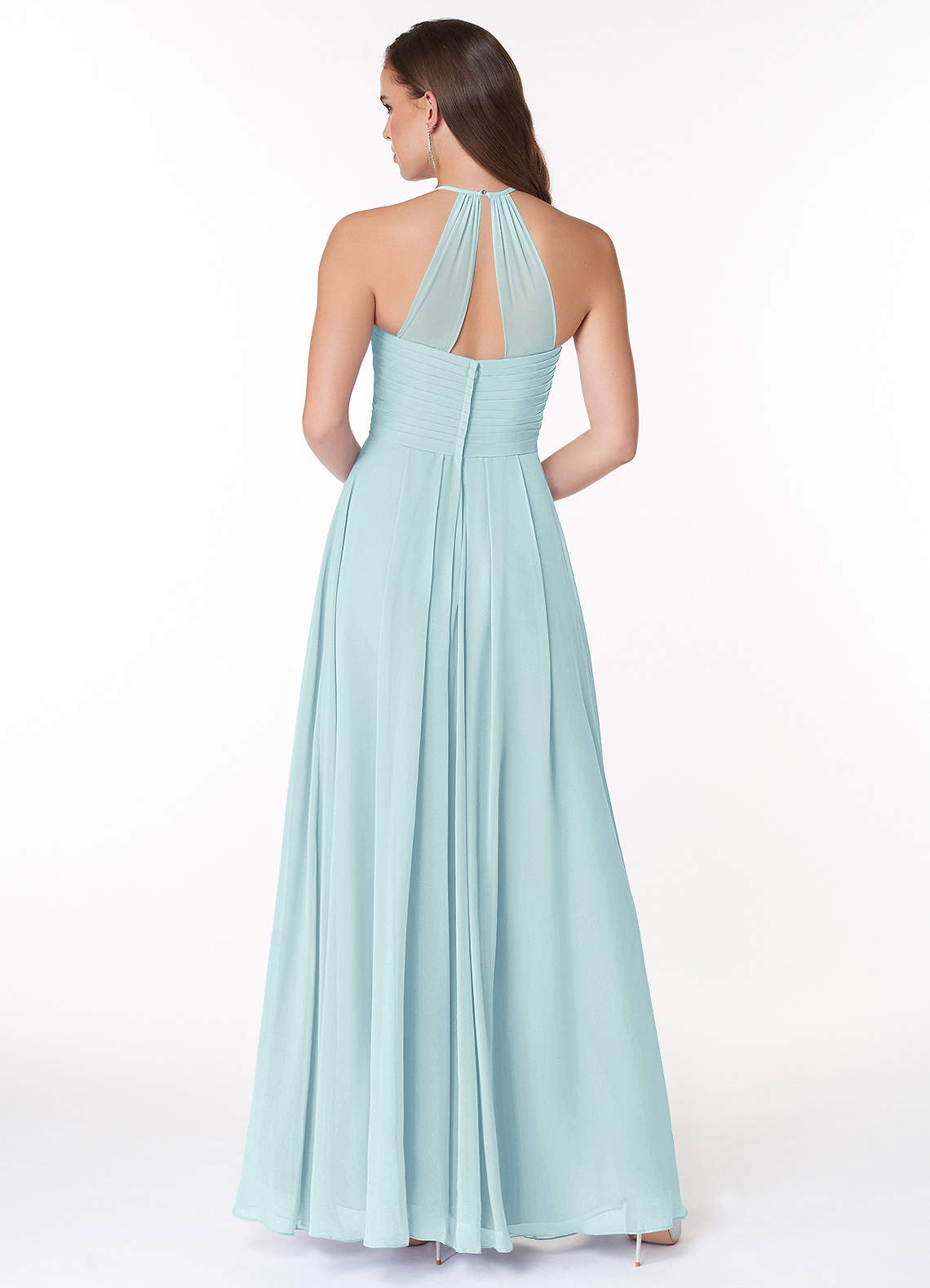 Ginger A-Line Halter Chiffon Bridesmaid Dress in Sea Glass