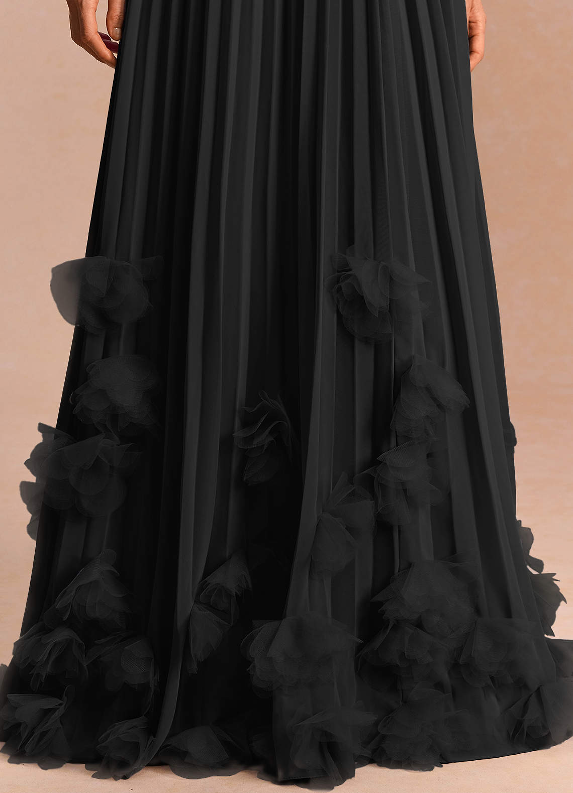 Lucette A-Line Halter Chiffon Evening Dress in black