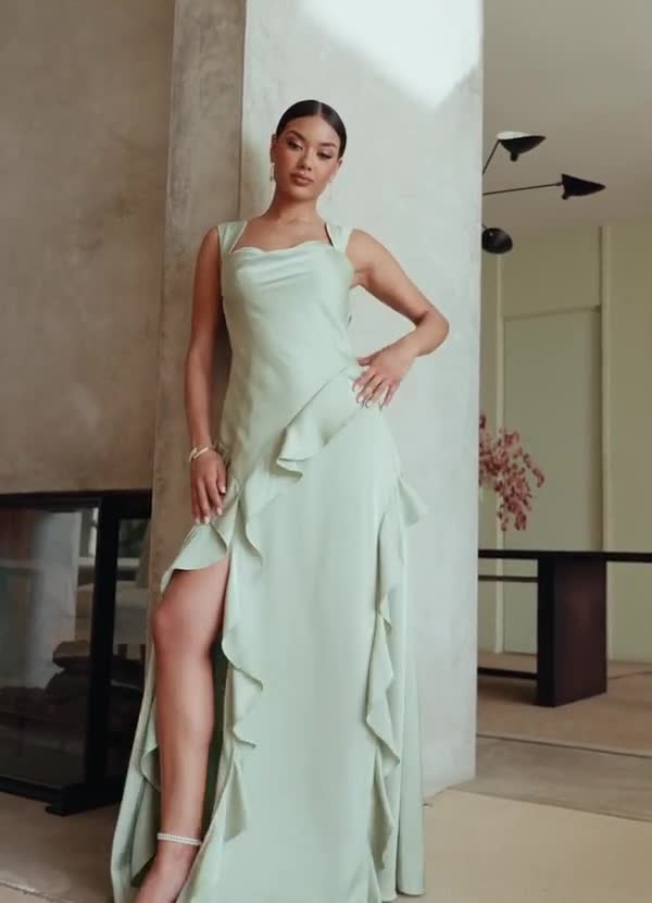 Sloane A-Line Sweetheart Stretch Satin Bridesmaid Dress in Dusty Sage