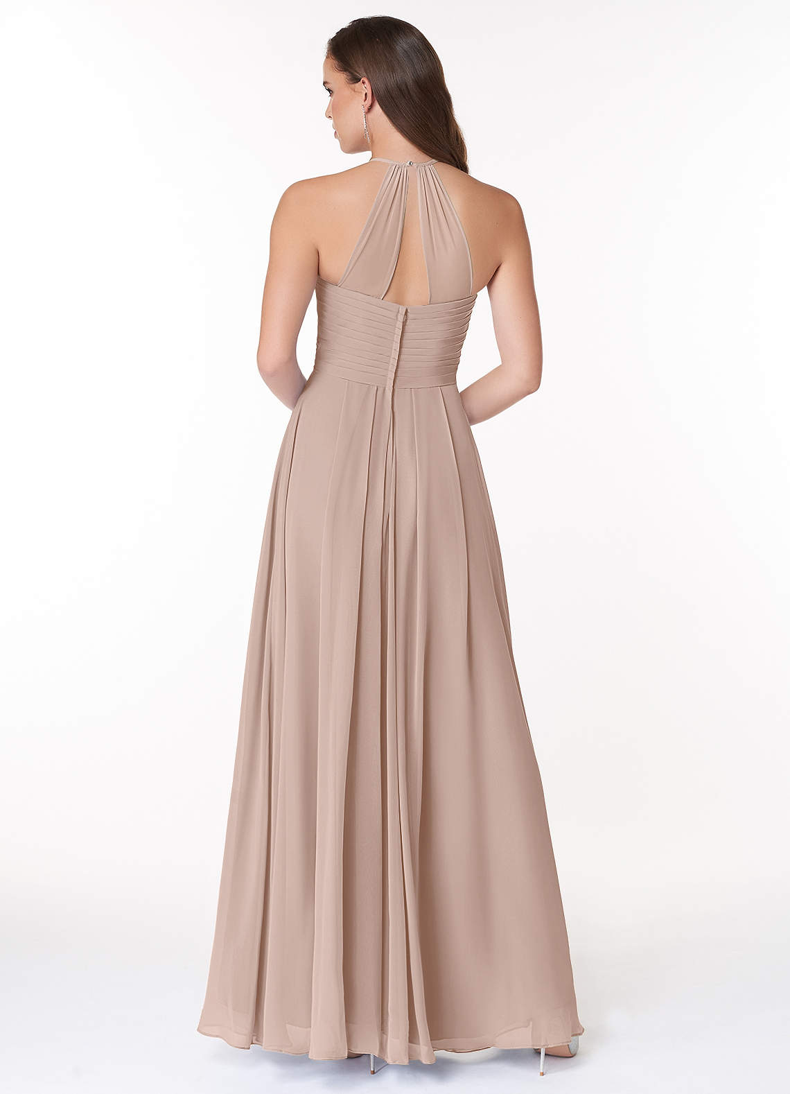 Ginger A-Line Halter Chiffon Bridesmaid Dress in English Rose