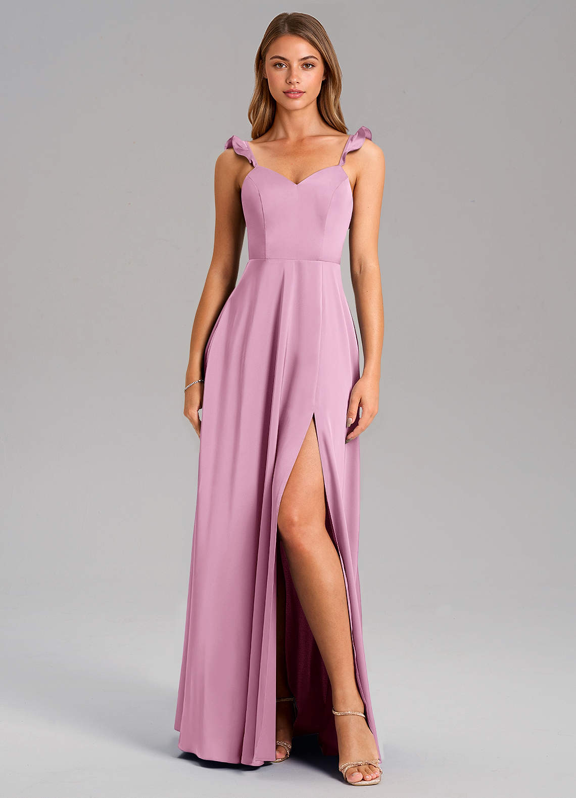 Everett A-Line V-Neck Chiffon Bridesmaid Dress in candy pink