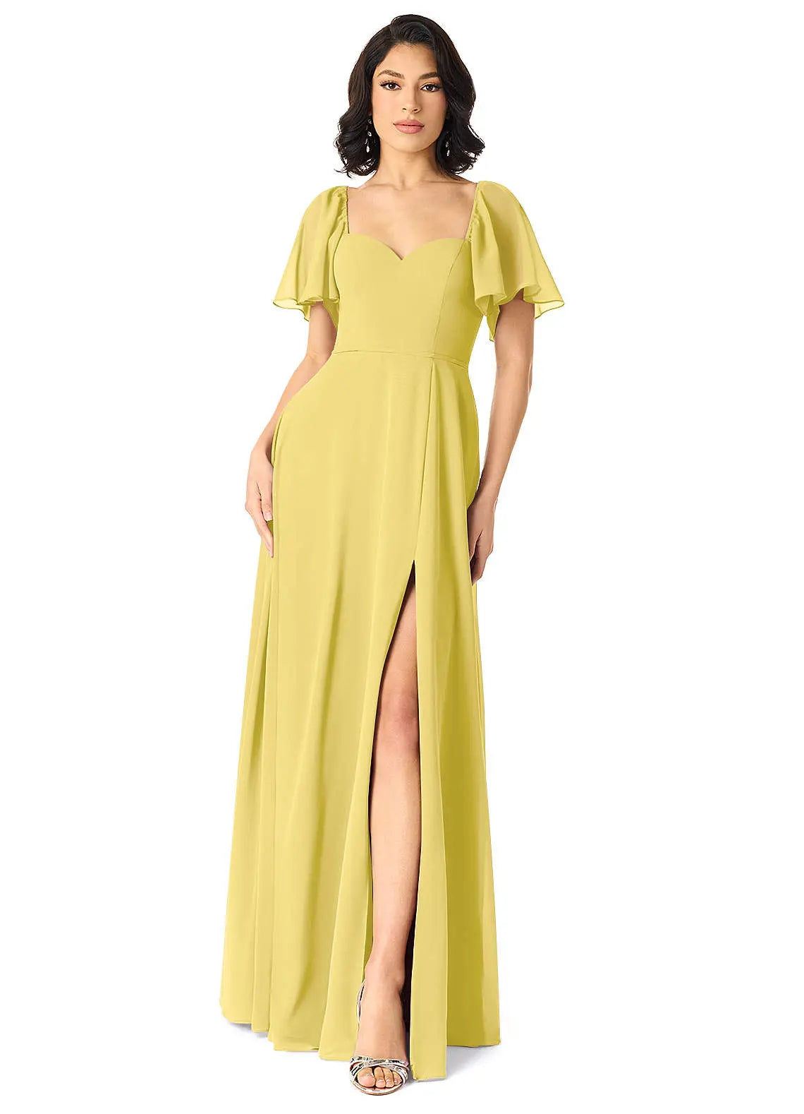 Chloe A-Line Sweetheart Chiffon Bridesmaid Dress in Canary