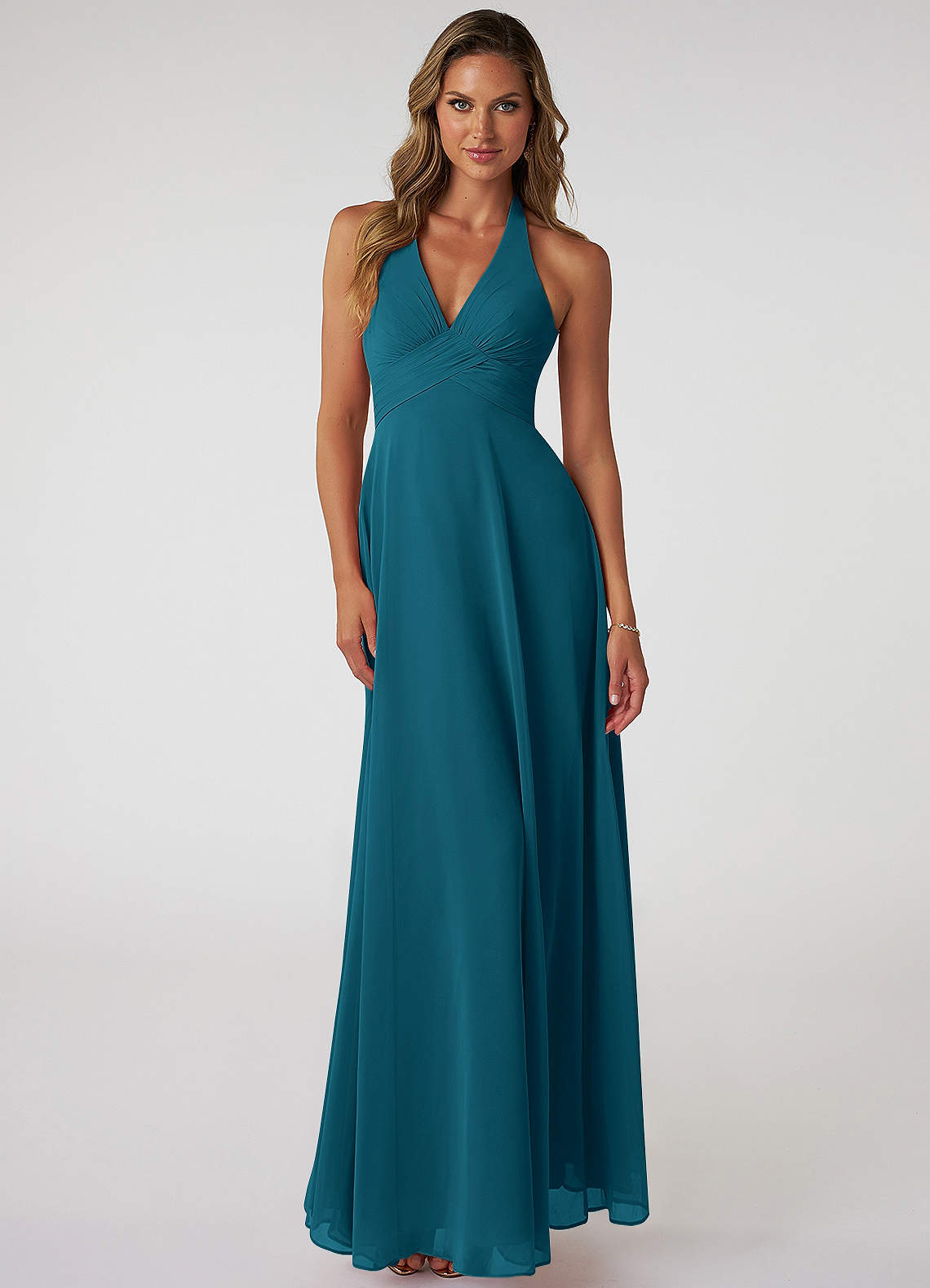 Tessie A-Line V-Neck Chiffon Bridesmaid Dress in Ink Blue