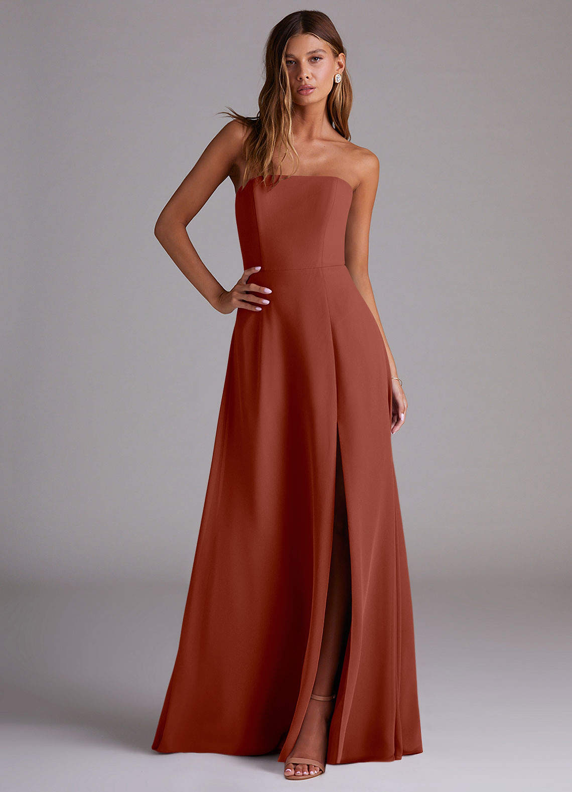 Wren A-Line Straight-Neck Chiffon Bridesmaid Dress in Auburn