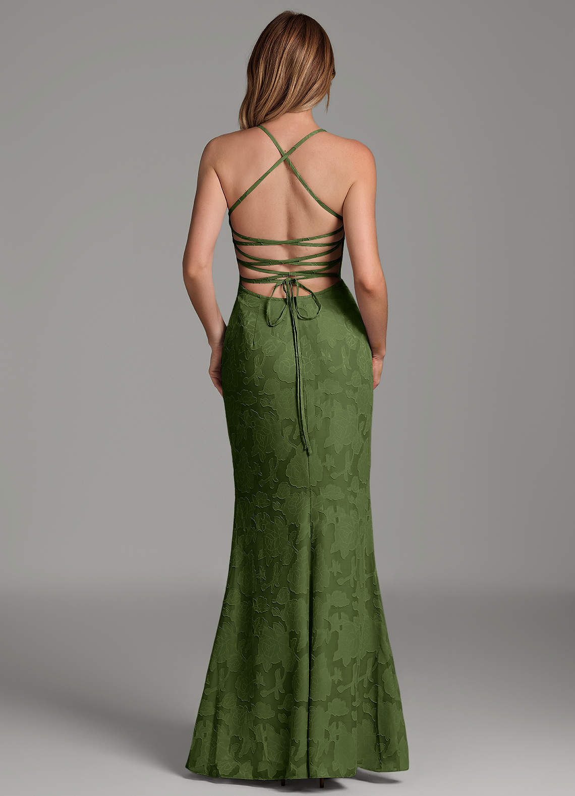 Dara Mermaid Sweetheart Floral Burnout Bridesmaid Dress in Olive