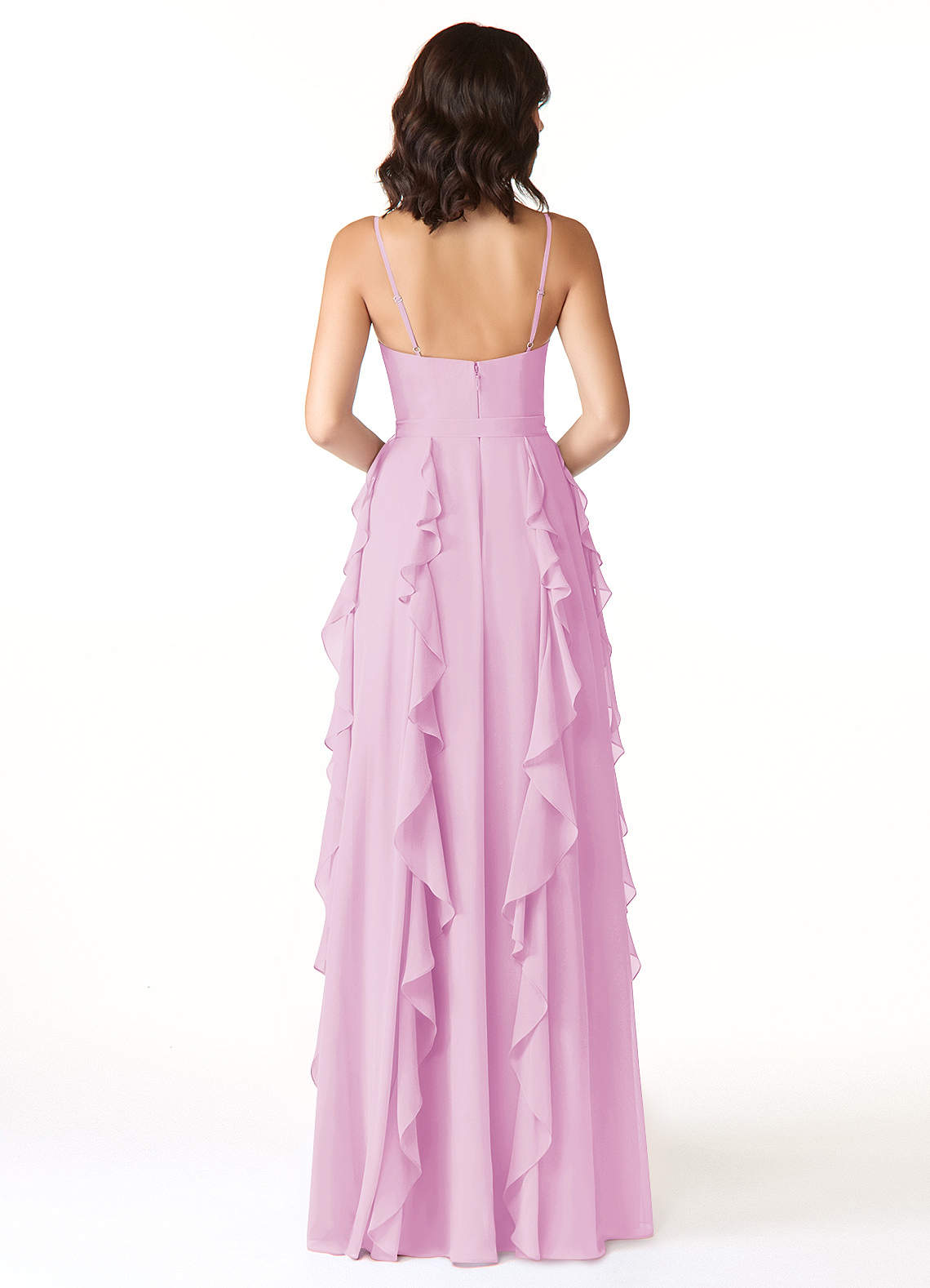 Peyton A-Line V-Neck Chiffon Bridesmaid Dress in candy pink