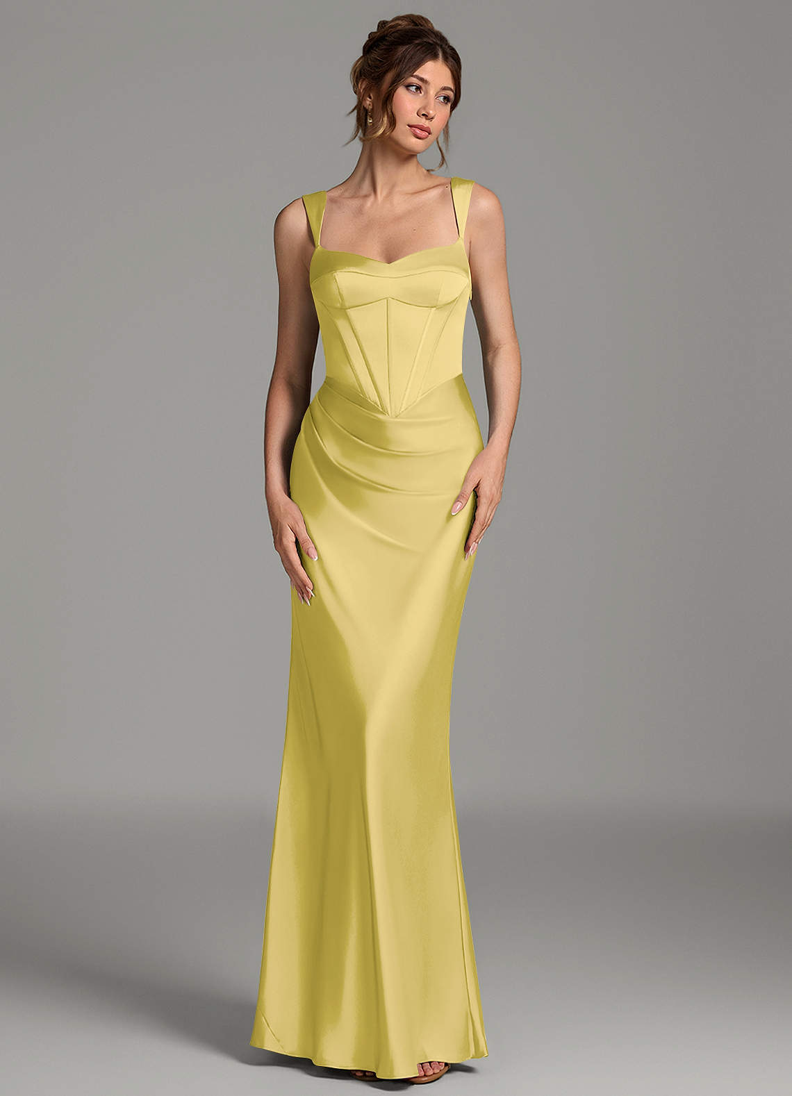 Mela Sheath Sweetheart Stretch Satin Bridesmaid Dress in Canary
