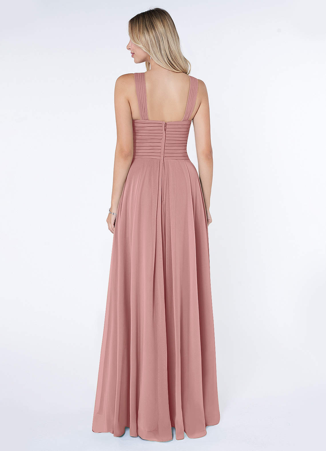 Kaleigh A-Line Halter Chiffon Bridesmaid Dress in dusty rose