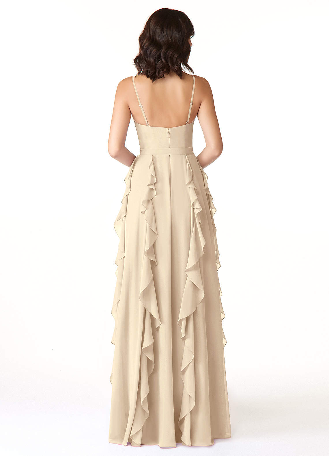 Peyton A-Line V-Neck Chiffon Bridesmaid Dress in Champagne