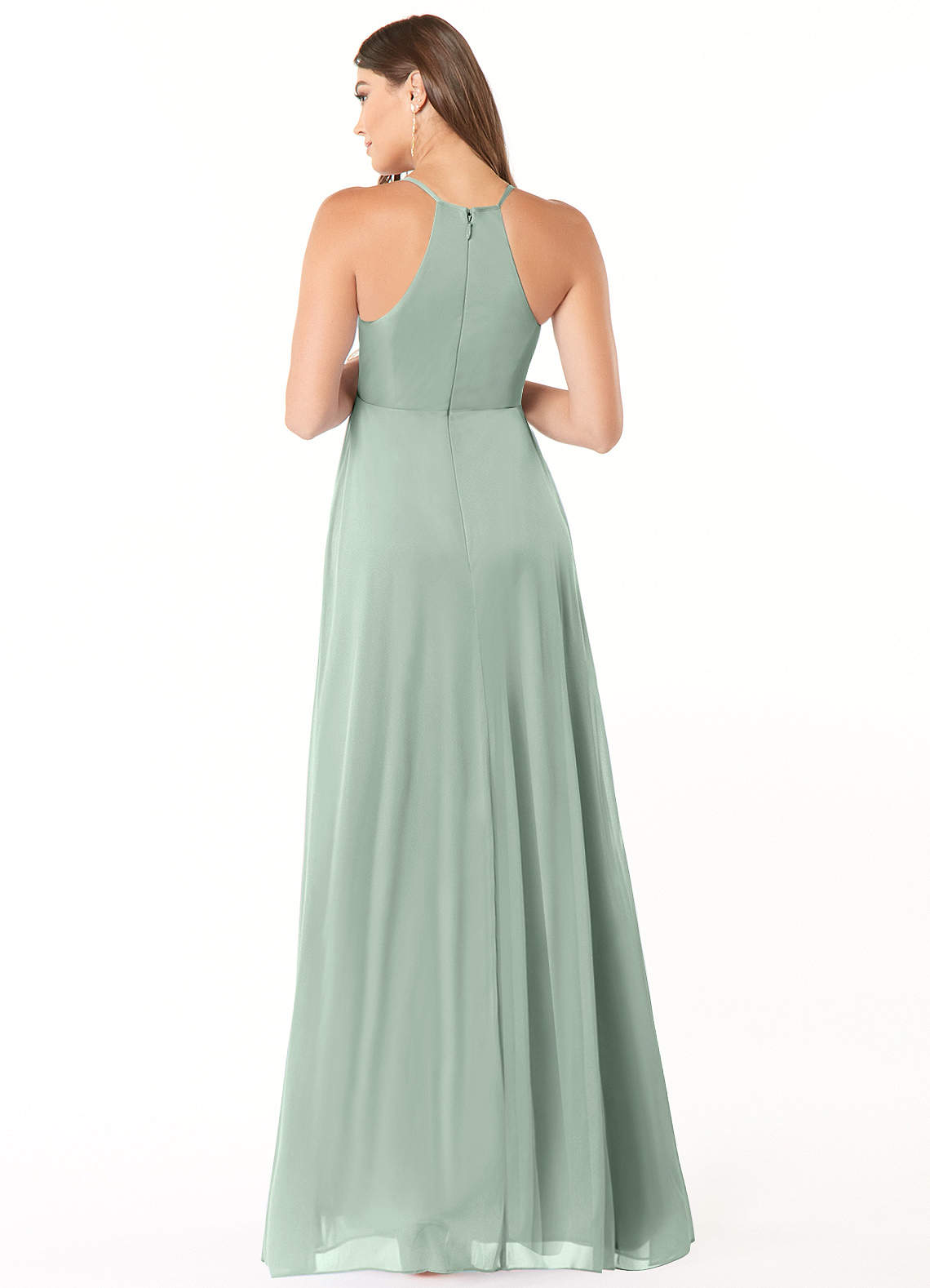 Annabelle A-Line V-Neck Mesh Bridesmaid Dress in Agave