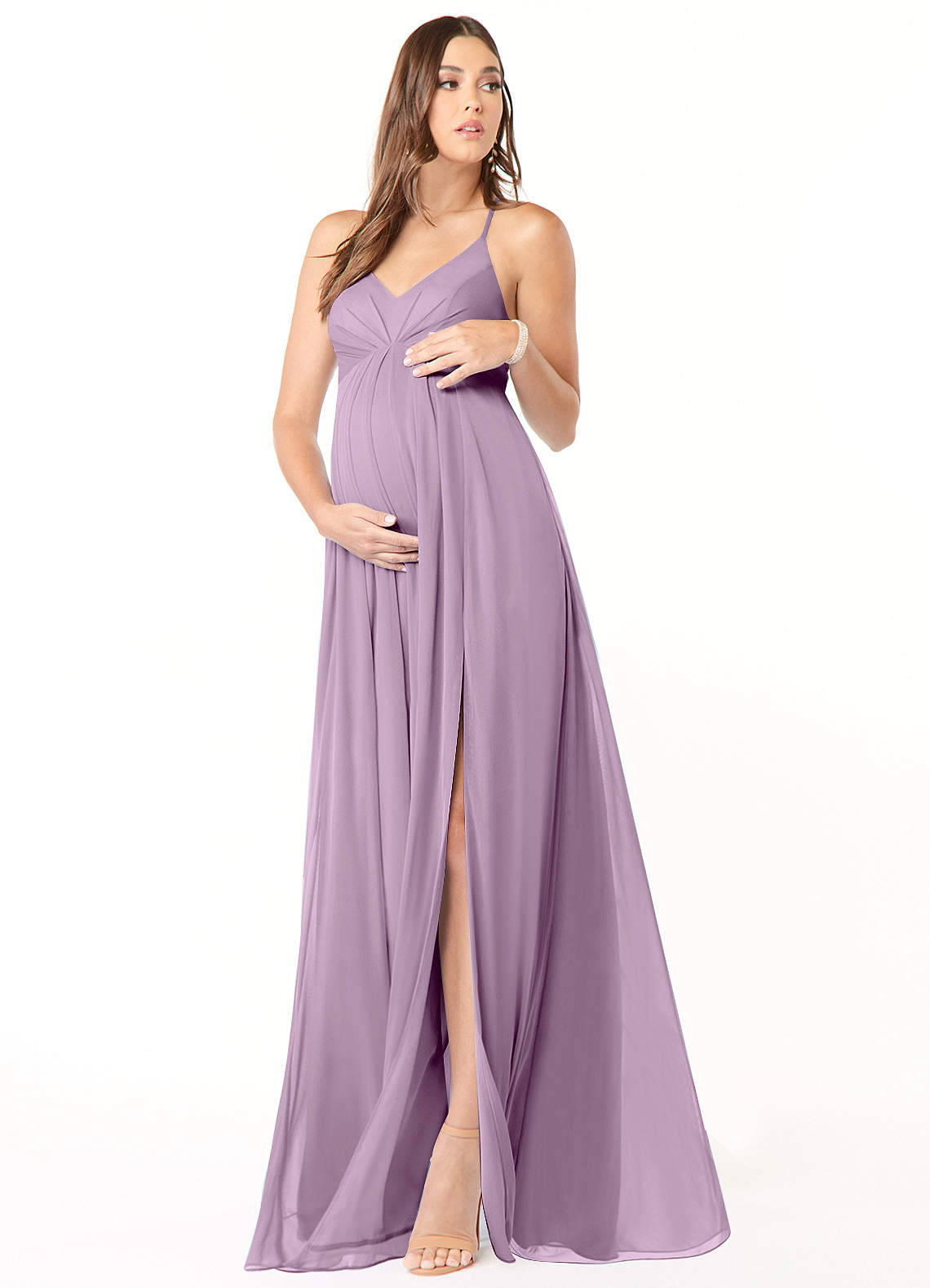 Annabelle A-Line V-Neck Mesh Bridesmaid Dress in Wisteria