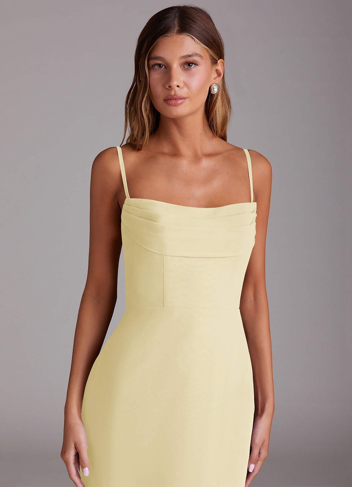 Saige A-Line Off-the-Shoulder Chiffon Bridesmaid Dress in Lemon Sorbet