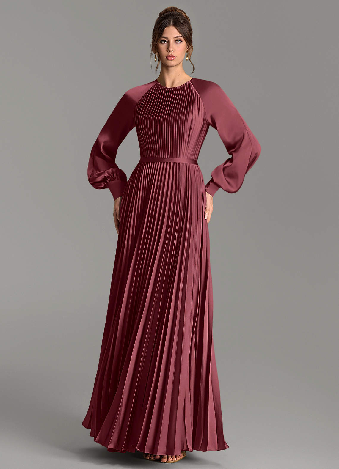 Grayson A-Line Scoop-Neck Stretch Satin Bridesmaid Dress in Merlot