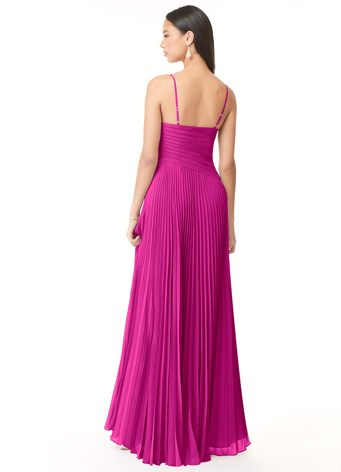 Vini A-Line V-Neck Chiffon Bridesmaid Dress in Fuchsia